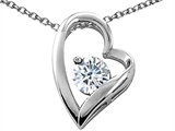 Tommaso Design™ Heart Shaped Genuine White Topaz 7mm Round Pendant
