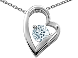 Tommaso Design™ Heart Shaped Genuine Aquamarine 7mm Round Pendant