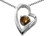 Tommaso Design™ Heart Shaped Genuine Smoky Quartz 7mm Round Pendant