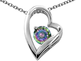 Tommaso Design™ Heart Shaped Mystic Rainbow Topaz Round 7mm Pendant