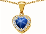 Original Star K™ 925 Created Heart Shaped Star Sapphire Pendant