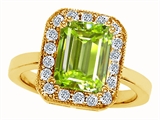 Original Star K™ 925 Genuine Emerald Cut Peridot Ring