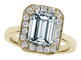 Original Star K™ 925 Genuine Emerald Cut Aquamarine Ring