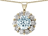Original Star K™ Genuine Round Aquamarine Pendant