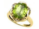 Tommaso Design™ Oval 12x10mm Genuine Peridot and Diamond Ring