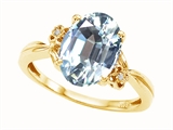 Tommaso Design™ Oval 10x8mm Genuine Aquamarine and Diamond Ring