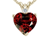 Tommaso Design™ 8mm Genuine Garnet and Diamond Heart Pendant
