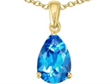 Tommaso Design™ Genuine 9x6mm Pear Shape Blue Topaz Pendant