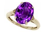 Tommaso Design™ Oval 12x10mm Genuine Amethyst and Diamond Ring
