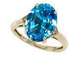 Tommaso Design™ Oval 12x10mm Genuine Blue Topaz and Diamond Ring
