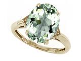 Tommaso Design™ Oval 12x10mm Genuine Green Amethyst and Diamond Ring