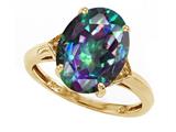 Tommaso Design™ Oval 12x10mm Mystic Rainbow Topaz and Diamond Ring