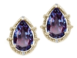 Tommaso Design™ Pear Shape 10x7mm Simulated Alexandrite and Diamond Earrings