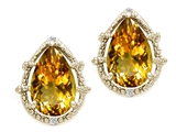 Tommaso Design™ Pear Shape 10x7mm Genuine Citrine and Diamond Earrings