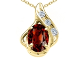 Tommaso Design™ Oval 7x5mm Genuine Garnet and Diamond Pendant