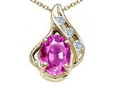 Tommaso Design™ Oval 7x5mm Genuine Pink Tourmaline and Diamond Pendant