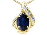 Tommaso Design™ Oval Genuine Sapphire and Diamond Pendant