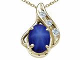Tommaso Design™ Oval 7x5mm Created Star Sapphire and Diamond Pendant