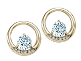 Tommaso Design™ Round 5 mm Genuine Aquamarine and Diamond Earrings