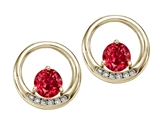 Tommaso Design™ Round 5mm Created Ruby and Diamond Earrings