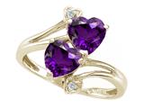 Tommaso Design™ Heart Shape 6mm Genuine Amethyst and Diamond Ring