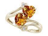 Tommaso Design™ Heart Shape 6 mm Genuine Citrine and Diamond Ring