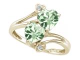 Tommaso Design™ Heart Shape 6 mm Genuine Green Amethyst and Diamond Ring