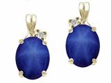 Tommaso Design™ Oval 8x6mm Created Star Sapphire and Diamond Earrings