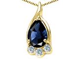 Tommaso Design™ Genuine Pear Shape Sapphire and Diamond Pendant