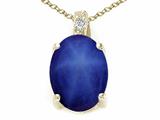 Tommaso Design™ Oval 10x8 mm Created Star Sapphire and Diamond Pendant