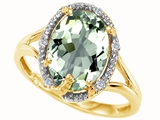 Tommaso Design™ Oval 10x8mm Genuine Green Amethyst and Diamond Ring