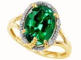 Tommaso Design™ Oval 10x8mm Simulated Emerald And Diamond Ring
