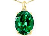 Tommaso Design™ Created Oval Emerald and Diamond Pendant