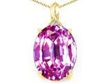 Tommaso Design™ Lab Created Oval Pink Sapphire and Diamond Pendant