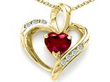 Tommaso Design™ Heart Shape 6mm Created Ruby and Diamond Pendant