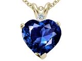 Tommaso Design™ 8mm Created Sapphire and Genuine Diamond Heart Pendant
