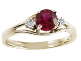 Tommaso Design™ Genuine Ruby and Diamond Ring