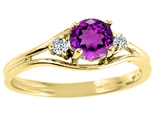 Tommaso Design™ Genuine Amethyst and Diamond Ring