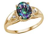 Tommaso Design™ Genuine 9x7 Oval Mystic Rainbow Topaz and Diamond Ring