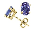 Tommaso Design™ Oval 6x4mm Genuine Tanzanite Stud Earrings