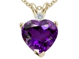 Tommaso Design™ Genuine 8mm Amethyst and Diamond Heart Pendant