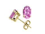 Tommaso Design™ 5x3mm Oval Genuine Pink Sapphire Stud Earrings