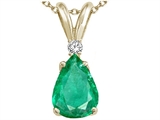 Tommaso Design™ Pear Shape Genuine Emerald and Diamond Pendant
