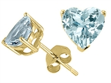 Tommaso Design™ Heart Shape 7mm Simulated Aquamarine Earring Studs