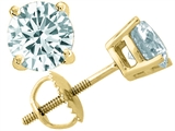 Tommaso Design™ Round Genuine Aquamarine Earring Studs