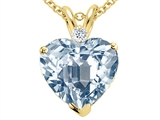 Tommaso Design™ 8mm Heart Shaped Simulated Aquamarine and Genuine Diamond Pendant