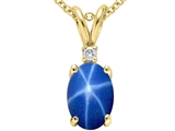 Tommaso Design™ Created Star Sapphire and Genuine Diamond Pendant