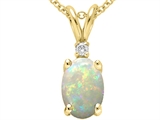 Tommaso Design™ Genuine Opal and Diamond Pendant