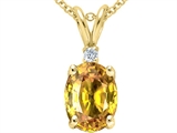 Tommaso Design™ Genuine Oval Yellow Orange Sapphire and Diamond Pendant