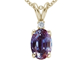 Tommaso Design™ Oval 7x5mm Simulated Alexandrite And Genuine Diamond Pendant
